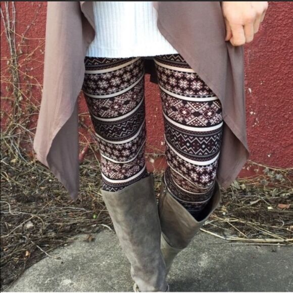 Brushed Knit Mixed Print Leggings Sizes 02-12 - Picture 1 of 3